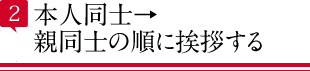 本人同士→親同士の順に挨拶す