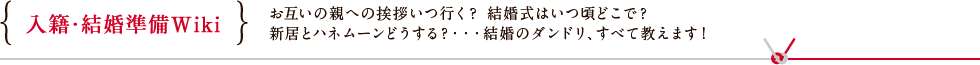 結婚wiki お互いの親への挨拶いつ行く？ 結婚式はいつ頃どこで？新居とハネムーンどうする？・・・結婚のダンドリ、すべて教えます！