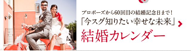 プロポーズから60回目の結婚記念日まで！ 「今スグ知りたい幸せな未来」 結婚カレンダー